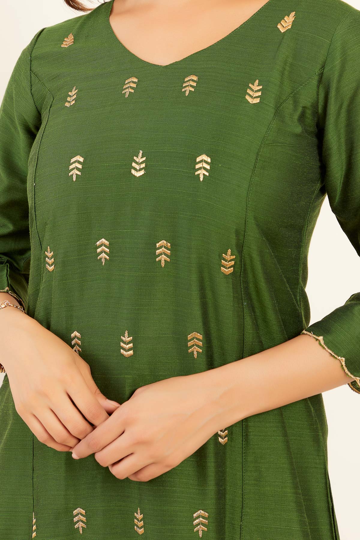 Buy Dark Green Anarkali Kurta Tights Dupatta Set Online - W for Woman